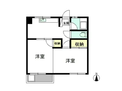 鹿島ビル(1DK/3階)の間取り写真
