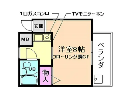 レジデンスローレルI(1K/2階)の間取り写真