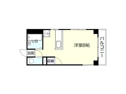 オークビラ上之園 鹿児島市(ワンルーム/6階)の間取り写真