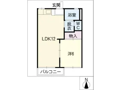 タウニィSUN B棟(1LDK/1階)の間取り写真