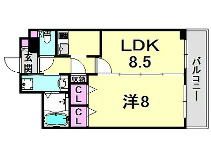 エトールX(1LDK/8階)の間取り写真
