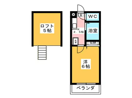 グラシア橋本(1K/3階)の間取り写真