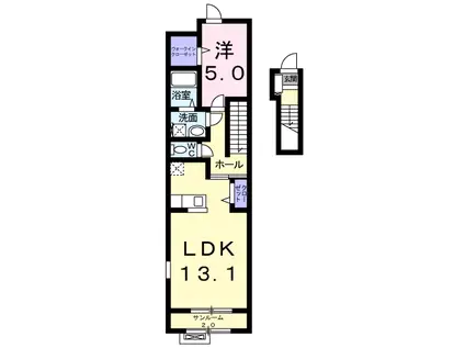 ルミアスA DK(1LDK/2階)の間取り写真