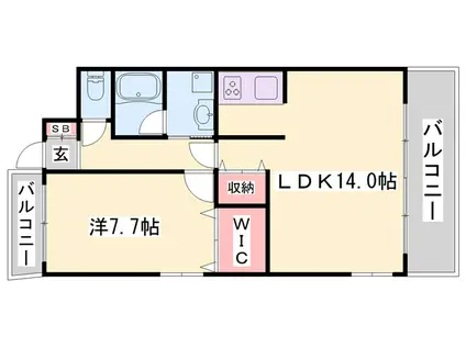 メゾン・ド・姫路野里(1LDK/2階)の間取り写真