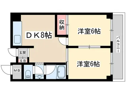 ニュー大阪ハイツ(2DK/7階)の間取り写真