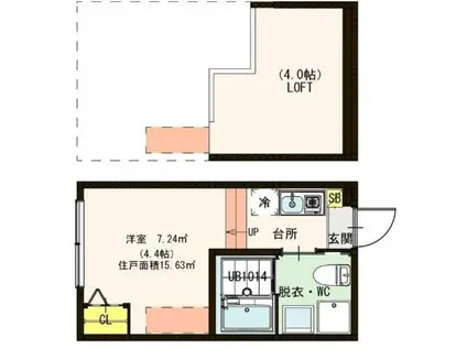 ハーモニーテラス青井II(ワンルーム/1階)の間取り写真