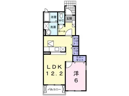 レジデンスヒル ヌマタ I(1LDK/1階)の間取り写真