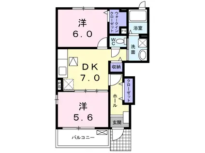 グリーンハウス B(1LDK/1階)の間取り写真