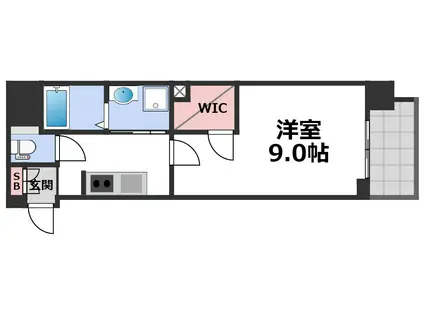 プレサンス堺筋本町駅前(1K/13階)の間取り写真