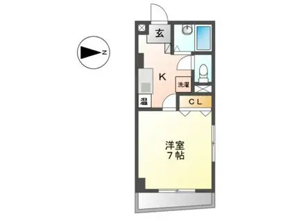 アジュールトリイ(1K/4階)の間取り写真