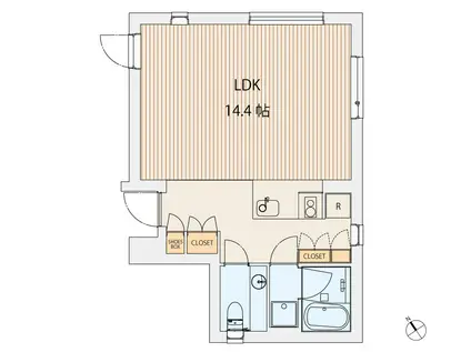 モデリアブリュット中目黒(ワンルーム/4階)の間取り写真