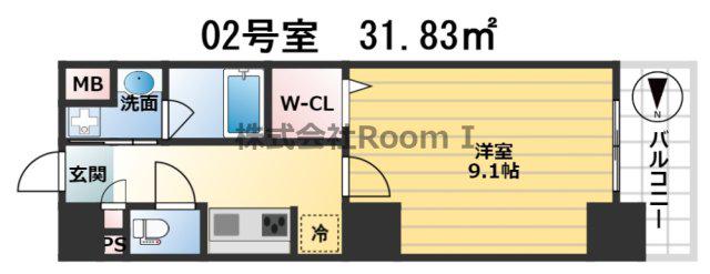エルディオーネ上町台(1K/8階)の間取り写真