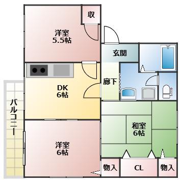 ローズマリー(3DK/2階)の間取り写真