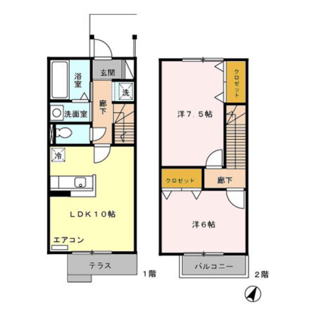 グレーリング(2LDK/1階)の間取り写真
