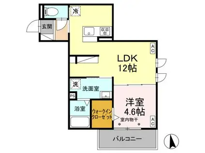 TORISIA(1LDK/2階)の間取り写真