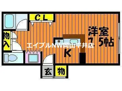 ワンルーム花房(1K/1階)の間取り写真