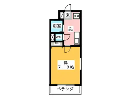 ヴィラコンテッサ原(1K/3階)の間取り写真
