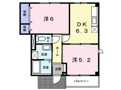 スイートアメニティ2(2DK/1階)の間取り写真