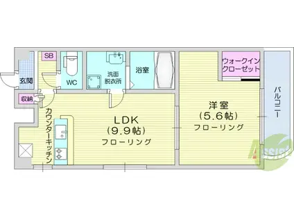 ティンクホーム(1LDK/2階)の間取り写真