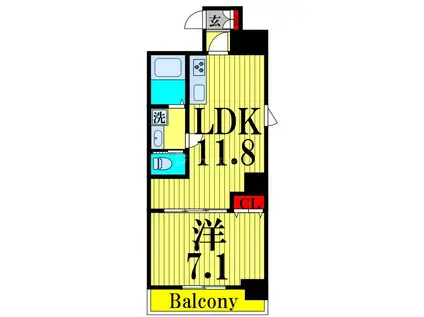 アイルグランデ浅草(1LDK/8階)の間取り写真
