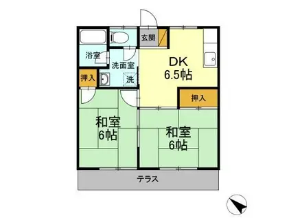 第3早川ハウス(2DK/2階)の間取り写真