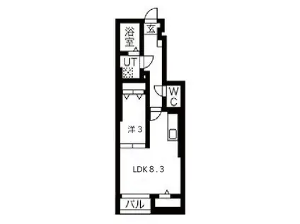 LUNEIIB棟(1LDK/1階)の間取り写真