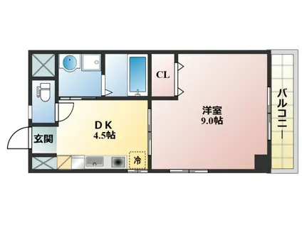 コザックス(1DK/3階)の間取り写真