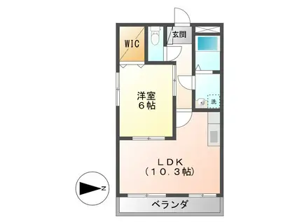 グランデージ北島(1LDK/1階)の間取り写真