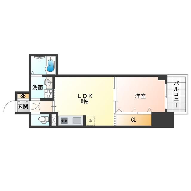 S-RESIDENCE阿波座BOUNCY(1LDK/15階)の間取り写真