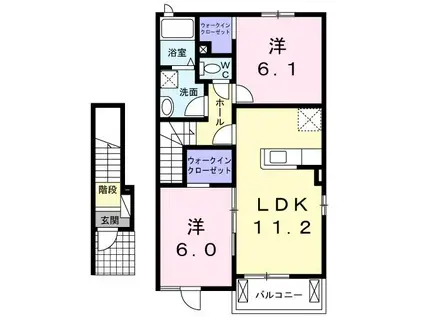 グリーンソレイユ(2LDK/2階)の間取り写真