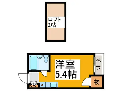 ヒルズ深阪(ワンルーム/2階)の間取り写真