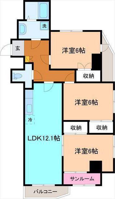 ハビタ2000(3LDK/2階)の間取り写真