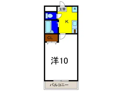 ヴィラージュII(1K/3階)の間取り写真