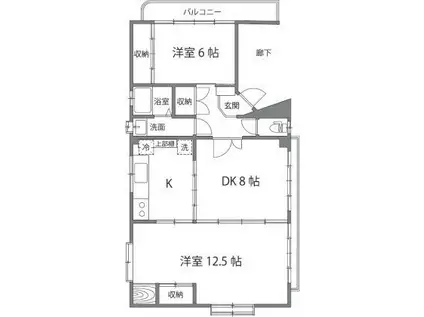 峯村ビル(2LDK/3階)の間取り写真