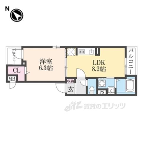 リベルテF・皐月(1LDK/2階)の間取り写真