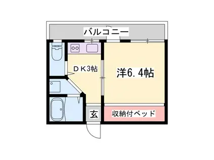 ヒルハイツ(1DK/1階)の間取り写真