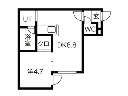 アムール大通東(1LDK/4階)の間取り写真
