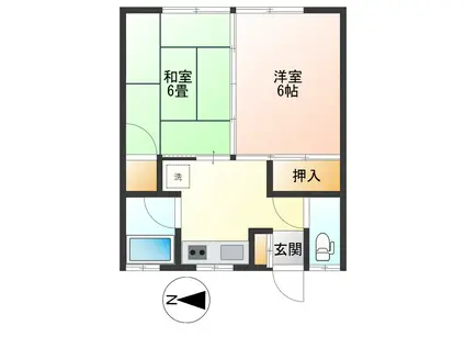 渡辺ハイツ(2K/2階)の間取り写真