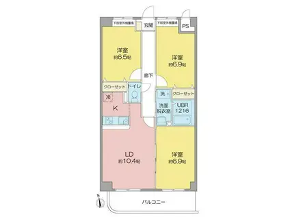 グランドソレーユ(3LDK/1階)の間取り写真