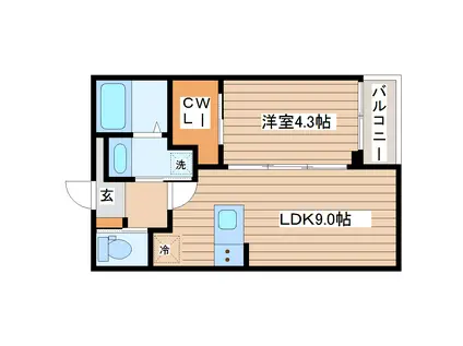 BAAN大河原(1LDK/1階)の間取り写真