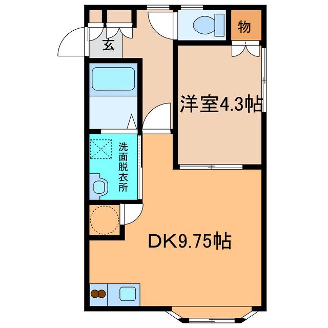 ピュア6条(1DK/1階)の間取り写真