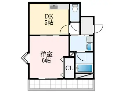 トリニティーグレース(1DK/3階)の間取り写真