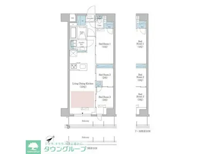 アーバネックス早稲田(3LDK/10階)の間取り写真