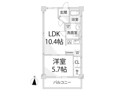 キャッスルコート南八代(1LDK/2階)の間取り写真