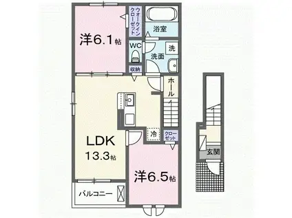 ベローグロリオサV B(2LDK/2階)の間取り写真