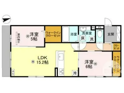 ラ ヴィータ鳳(2LDK/1階)の間取り写真