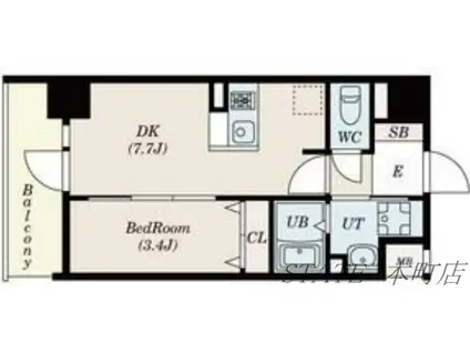 大阪難波NOAH(1LDK/9階)の間取り写真