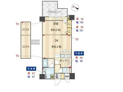 ZOOM飯田橋(1LDK/1階)の間取り写真