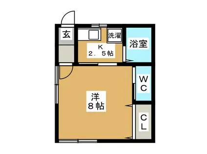 フラットグレースIII(1K/1階)の間取り写真