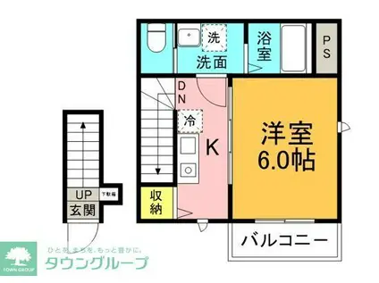 ベレガンス松戸VI(1K/2階)の間取り写真